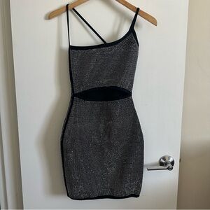 I.AM.GIA Aurora glitter mini dress with cutout and crystal accents